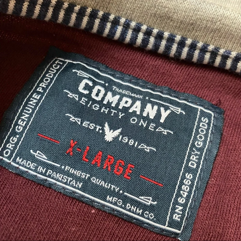 NEW! Men’s Company 81 Long Sleeve Striped Henley T-Shirt Size XL W/Tags - Picture 4 of 4